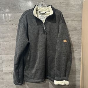 Vintage Orvis Sherpa Fleece Lined Pullover 1/4 Zip Sweater Shirt Mens XL Gray